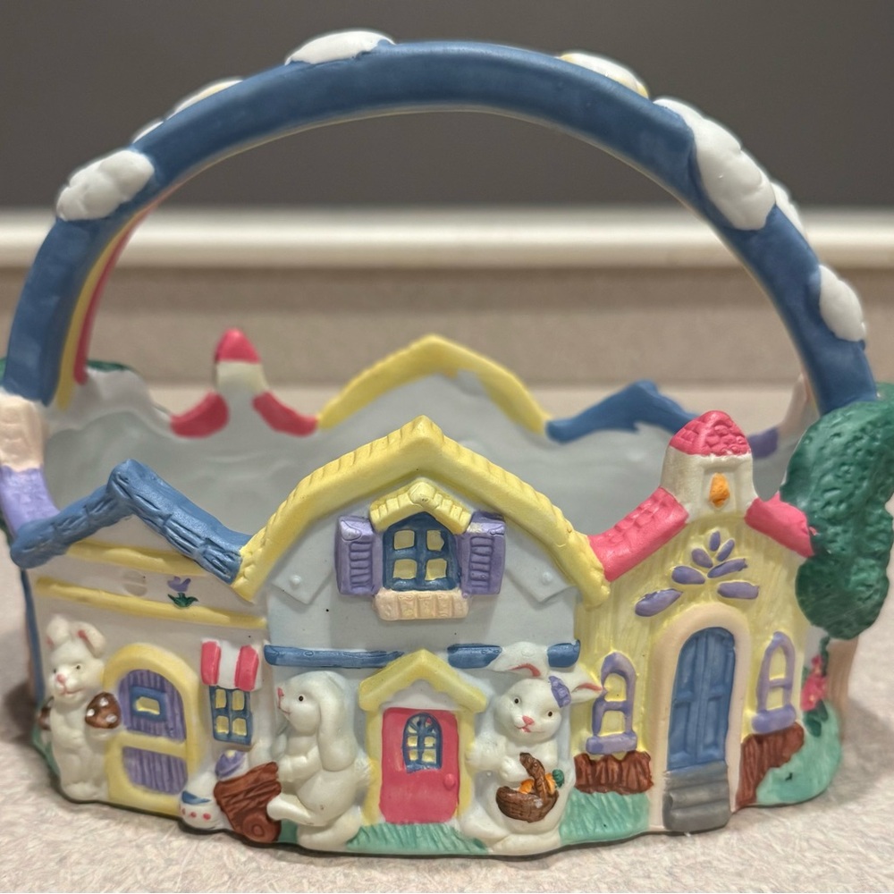 Vintage ABC Distributing 1995 Ceramic Easter Bunny Basket